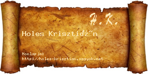 Holes Krisztián névjegykártya